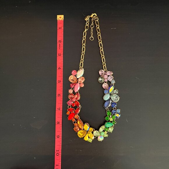 J.Crew Multicolor Crystal Statement Necklace Rainbow Pride Rare Collecto… - Picture 11 of 11